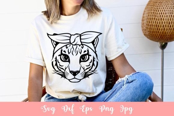 Cute Tiger with Bandana SVG File Graphics for Crafts