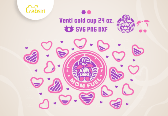 Hearts Messy Bun Mom Fuel Glasses SVG Graphics and Crafts